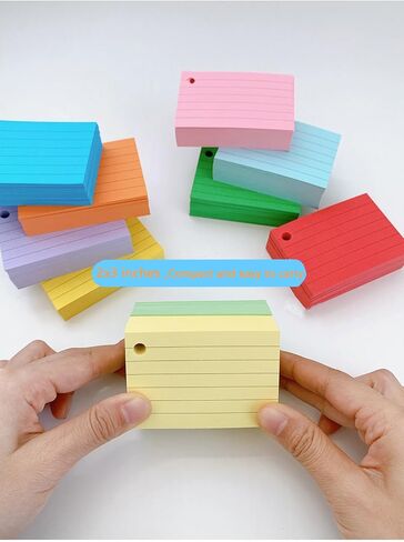 10 Colored Index Cards 2x3 Inches Flash Cards 1000pcs Lined Ruled Study Card for Learning, Studying Memory Office College Recipe Game Cards in Kuwait