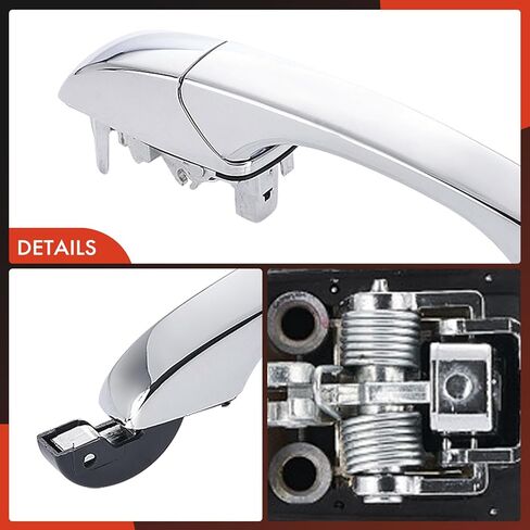 A-Premium Rear Driver or Passenger Side Exterior Door Handle Compatible with Dodge Grand Caravan 2008-2020 & Chrysler Town & Country 2008-2016 & Volkswagen Routan 2009-2012 & Ram C/V 2012-2015, Chrome in Kuwait