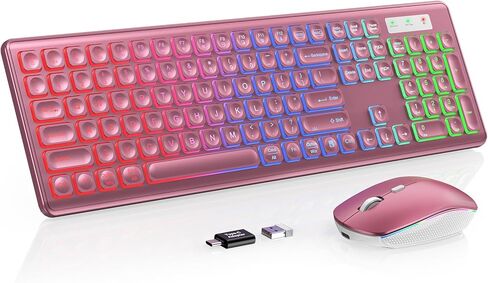 Gaming Keyboard and Mouse Combo - RGB Rainbow Backlit, Wired Computer Keyboard with Adjustable Legs, 26 Keys Anti-ghosting, Volume Roller Value Combo Set for PC Gamers, Xbox, PS4, Laptop [Upgraded] in Kuwait
