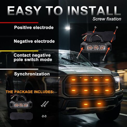 Amber LED Strobe Lights for Trucks Vehicle Emergency Flashing Car Lights 3-LED Mini Grille Lamp Hazard Mount Emergency Strobe Lights Kit 12V -24V for Off Road Car with Sync Function in Saudi Arabia