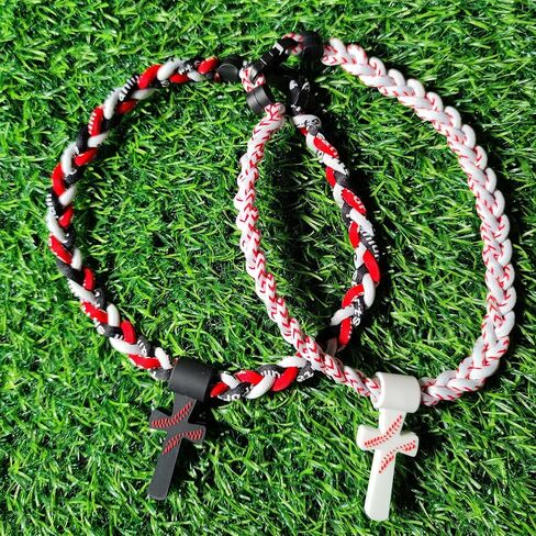 Silicone Cross Pendants for Baseball Rope Necklace, 2 Pack(Black/White) in Saudi Arabia