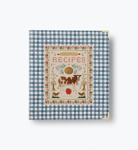 RIFLE PAPER CO. Home Sweet Home Recipe Organizer Binder - 1" Three-Ring Binder with Illustrated Cover, Holds 175+ Recipes, Includes 3 Tabbed Dividers and 6 Adhesive Labels, Reinforced Metal Corners in Kuwait