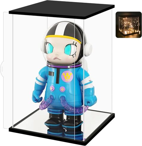 NONEMEY Clear Acrylic Display Case with Remote Control Light for Bearbrick, Dustproof Model Showcase Organizer Box, Display Case for Collectibles Bearbrick (9.8×7.9×16.5inch,25×20×42cm) in Saudi Arabia