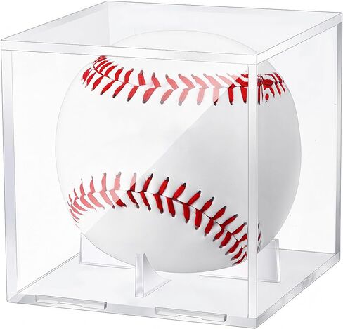 Baseball Display Case UV Protected Acrylic Clear Square Ball Holder Dustproof Memorabilia Autograph Display Box for Official Size Baseball and Golf Ball in Kuwait