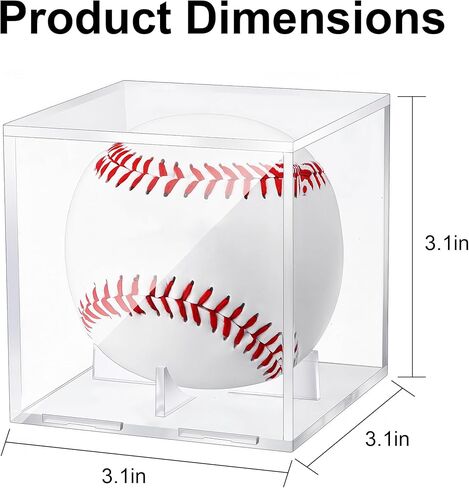 Baseball Display Case UV Protected Acrylic Clear Square Ball Holder Dustproof Memorabilia Autograph Display Box for Official Size Baseball and Golf Ball in Kuwait