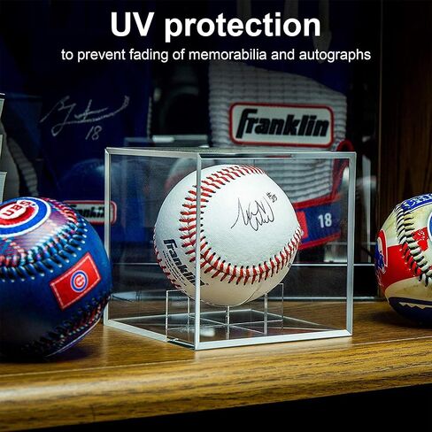 Baseball Display Case UV Protected Acrylic Clear Square Ball Holder Dustproof Memorabilia Autograph Display Box for Official Size Baseball and Golf Ball in Kuwait