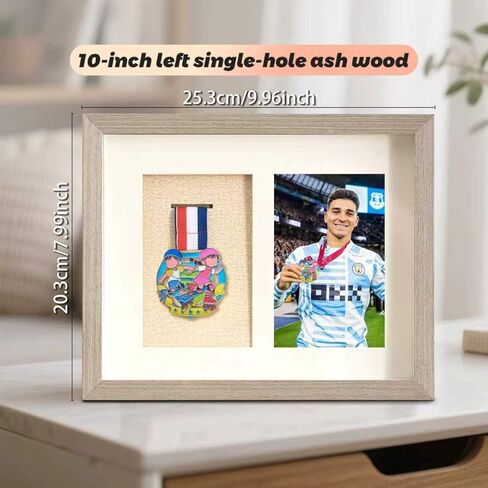 Medal Display Shadow Box, 8x10 Wood Single Medal and Photo Display Frame Case, Wall Mounted & Tabletop, Marathon Medals Storage Box for Runners, All Sports Winners, Awards & Memorabilia（No Medals） in Saudi Arabia