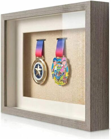 Medal Display Shadow Box, 8x10 Wood Single Medal and Photo Display Frame Case, Wall Mounted & Tabletop, Marathon Medals Storage Box for Runners, All Sports Winners, Awards & Memorabilia（No Medals） in Saudi Arabia