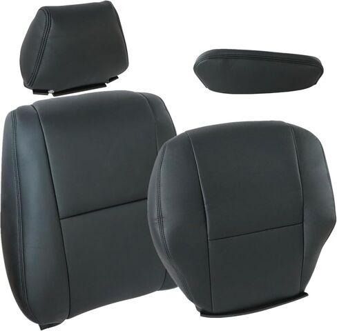 FZJDSD Black Driver Bottom & Top Lean Back Leather Seat Cover & Armrest Seat Cover & Headrest Cover Compatible with Mercedes Benz Sprinter 2500 3500 2007-2019 Freightliner Sprinter 2500 3500 2007-2019 in Kuwait