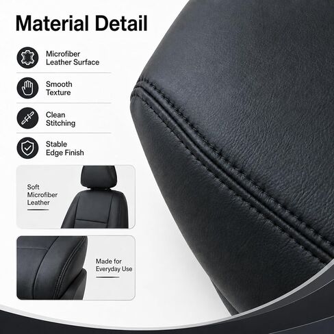 FZJDSD Black Driver Bottom & Top Lean Back Leather Seat Cover & Armrest Seat Cover & Headrest Cover Compatible with Mercedes Benz Sprinter 2500 3500 2007-2019 Freightliner Sprinter 2500 3500 2007-2019 in Kuwait