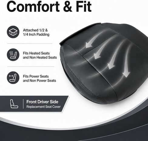 FZJDSD Black Driver Bottom & Top Lean Back Leather Seat Cover & Armrest Seat Cover & Headrest Cover Compatible with Mercedes Benz Sprinter 2500 3500 2007-2019 Freightliner Sprinter 2500 3500 2007-2019 in Kuwait