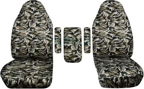Totally Covers Compatible with 1999-2001 Ford F-150 F-250 F-350 Camo Truck Captains Chairs Seat Covers w 3 Armrest Covers (1 per Seat + Center): Wetland Camouflage (16 Prints) F-Series F150 F250 F350 in Saudi Arabia