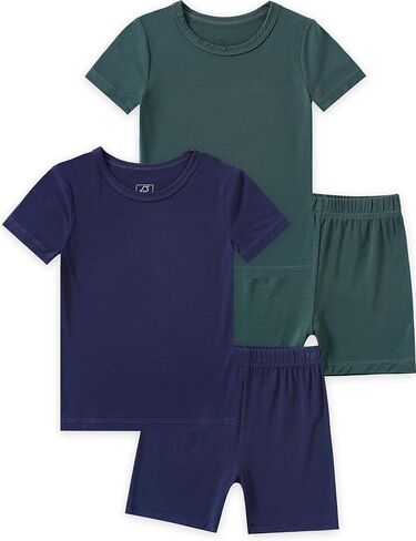 JunNeng Baby Toddler Rayon from Bamboo Pajamas Sets,Kid Boy Girl Solid Snug Fit Short Sleeve Summer Sleepwear in Kuwait