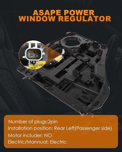 ASAPE Rear Left Driver Side Power Window Regulator with Motor Fits for 2007-2011 for Dodge Nitro, Replace751-272 in Kuwait