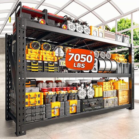 رفوف المرآب الثقيلة Bepatio 7050LBS، أرفف تخزين 68 بوصة وحدة رفوف معدنية، رف 3 طبقات، رفوف صناعية قابلة للتعديل لرف التخزين التجاري في المستودعات، 68 بوصة عرض × 23.7 بوصة عمق × 66 بوصة ارتفاع in Kuwait
