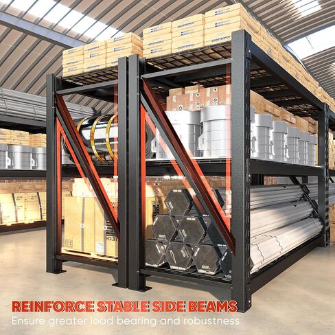 رفوف المرآب الثقيلة Bepatio 7050LBS، أرفف تخزين 68 بوصة وحدة رفوف معدنية، رف 3 طبقات، رفوف صناعية قابلة للتعديل لرف التخزين التجاري في المستودعات، 68 بوصة عرض × 23.7 بوصة عمق × 66 بوصة ارتفاع in Kuwait