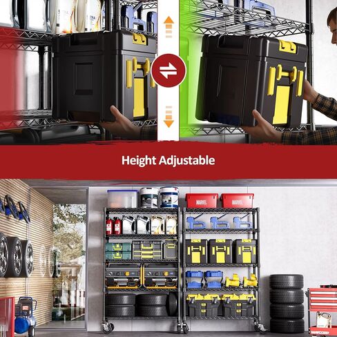 IZEUK 5-Tier Heavy Duty Metal Storage Shelving Unit (Black, 17.7" D x 47.2" W x 72.3" H, 1750 lbs Capacity), Adjustable Steel Wire Rack Shelf Organizer for Garage, Kitchen, Basement, Laundry, Office in Saudi Arabia