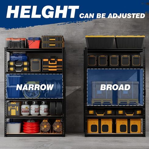 2025LBS Storage Shelves Heavy Duty 5 Tier Garage Storage Shelves, Adjustable Metal Shelving Unit Utility Rack Shelf for Warehouse,Pantry,Closet,Kitchen, 72" H x 36" W x 16" D, Black in Saudi Arabia