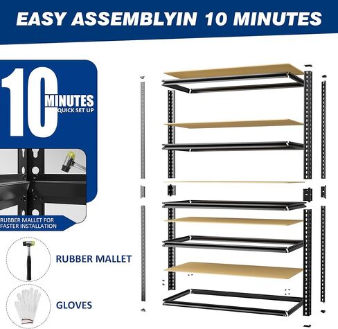 2025LBS Storage Shelves Heavy Duty 5 Tier Garage Storage Shelves, Adjustable Metal Shelving Unit Utility Rack Shelf for Warehouse,Pantry,Closet,Kitchen, 72" H x 36" W x 16" D, Black in Saudi Arabia