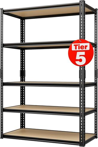 2025LBS Storage Shelves Heavy Duty 5 Tier Garage Storage Shelves, Adjustable Metal Shelving Unit Utility Rack Shelf for Warehouse,Pantry,Closet,Kitchen, 72" H x 36" W x 16" D, Black in Saudi Arabia