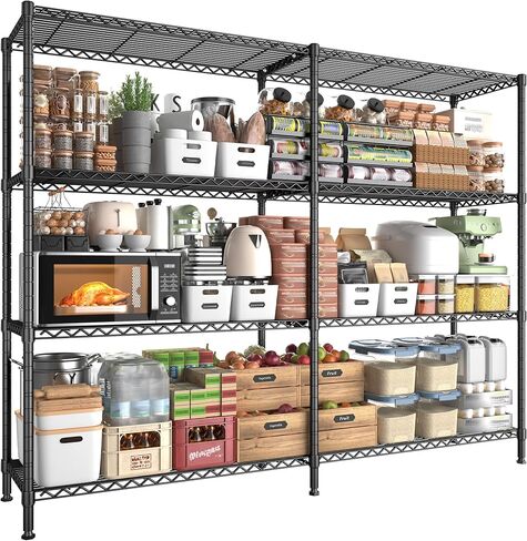 5 Tier Metal Shelving Unit Storage Shelves Load 1500LBS,Adjustable Wire Shelving Pantry Shelves for Storage,Kitchen Shelves Storage Rack for Commercial Garage Shelving Heavy Duty,61.7"W*72.4"H*15.8"D in Saudi Arabia