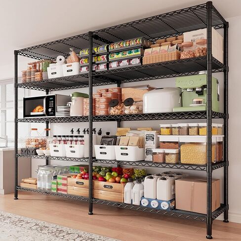 5 Tier Metal Shelving Unit Storage Shelves Load 1500LBS,Adjustable Wire Shelving Pantry Shelves for Storage,Kitchen Shelves Storage Rack for Commercial Garage Shelving Heavy Duty,61.7"W*72.4"H*15.8"D in Saudi Arabia