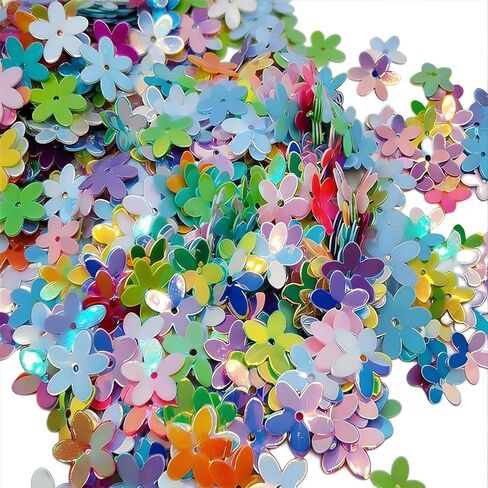 Glitter Flower Sequins, Mixed Colors, Loose Embellishments for Sewing, Jewelry Making, Wedding Decoration, Christmas, Clothes in Kuwait