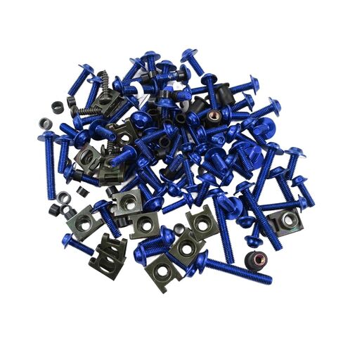 Motorcycle 177pcs M5 M6 Fairing Bolt Kit Windscreen Screws Aluminum Fasteners Fairing Bolts Nut Clips Set Mounting Kits Washers Nuts Screws for Motorbike Motocross Sport Bikes red (Blue) in Kuwait