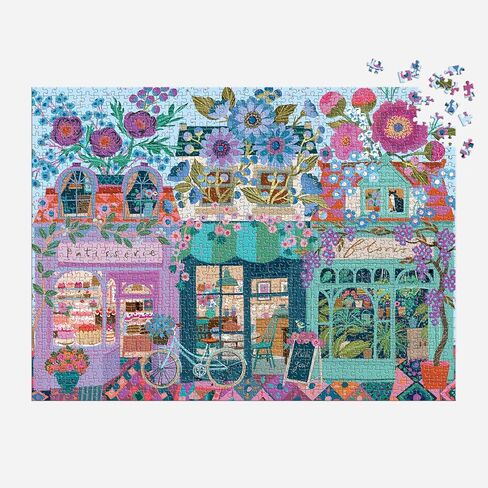 Galison Open for Blossoms – 1000 Piece Jigsaw Puzzle Featuring Beautiful Artwork of A Storefront Adorned with Blossoming Florals in Kuwait