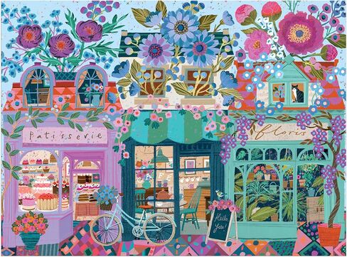 Galison Open for Blossoms – 1000 Piece Jigsaw Puzzle Featuring Beautiful Artwork of A Storefront Adorned with Blossoming Florals in Kuwait