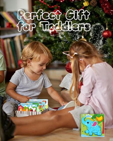 Wooden Puzzles for Toddlers 1-3, 6pcs Animal Jigsaw Puzzles for Toddlers, Montessori Educational Learning Toys for Kids Ages 1-4,Gifts for Boys Girls in Saudi Arabia
