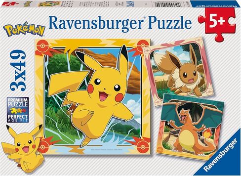 Ravensburger - Pokémon Puzzles Pack Of 3 | Puzzle 5 Years Or Over | Gifts for 5 Year Old Children 3 X 49 Pieces | Kids Puzzles 21 X 21 Cm | Ravensburger Puzzle in Kuwait