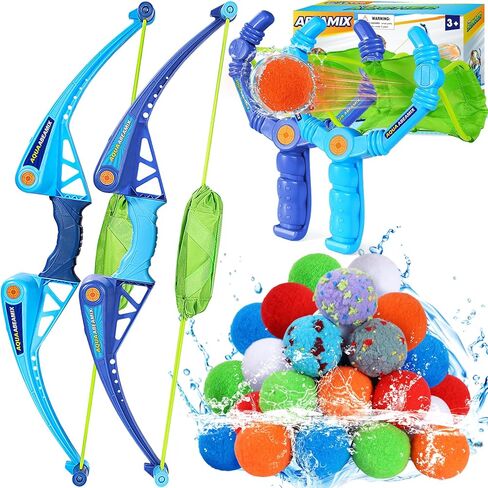 Reusable Water Balloons Set For Kids, 2 PCS Slingshot Launcher With 25 PCS Soft Balls, Outdoor Summer Water Toys For Pool Beach Backyard Water Game Fun, Birthday Party Gift For Boys Girls in Saudi Arabia