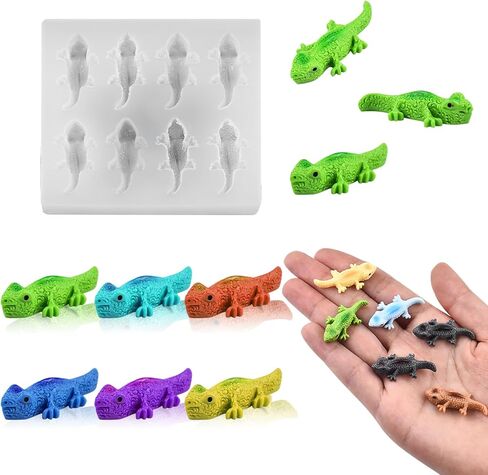 Cute Tiny Lizard Figurines Resin Silicone Mold Micro Dollhouse Animal Epoxy Casting Mold for DIY Resin Art Fairy Garden Miniatures Landscape Crafts Decor(6-Cavity) in Kuwait