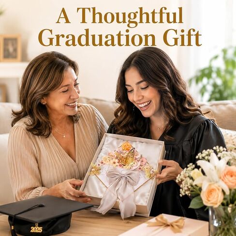 45 PCS DIY Graduation Cap Decoration Kit - 8 Cream Construction Paper with Artificial Flower Heads Bow 3D Butterfly Pearl Adhesive Dots Rhinestone Stickers for Grad Hat Topper DIY (White) in Saudi Arabia