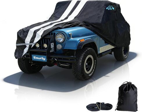 Custom Car Covers Fit for Jeep CJ5 1955-1983, All Weather 10 Layers Waterproof Automobiles Cover, Outdoor Windproof Snowproof Dustproof Breathable UV Protection Heavy Snow Cover with Zipper in Saudi Arabia