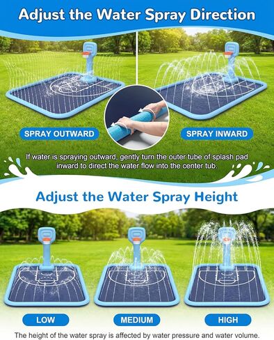 Splash Pad for Kids & Dogs, 138x118'' Large Sprinkler Pad with Basketball Hoop, Thickened Non-Slip Splash Mat, Outdoor Water Toy for Kids & Family Backyard Play in Saudi Arabia