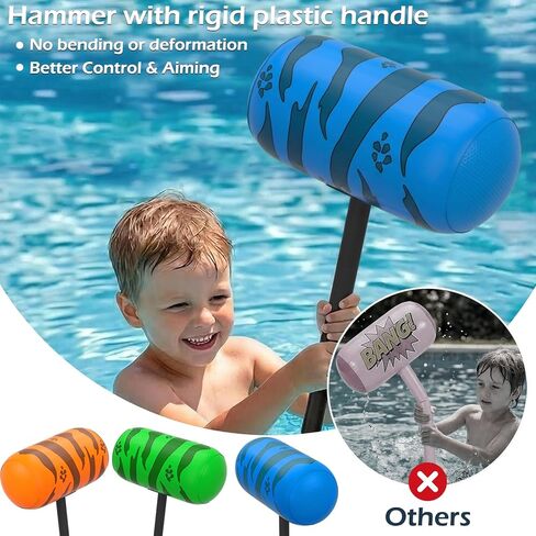 Jasonwell Pool Games Toys Floats -2Pack Inflatable Dinosaur Pool Floats with Blow Up Toy Hammers Ride on Pool Floaties for Kids Teens Adults Lounge Raft Summer Lake Beach Party Decorations in Kuwait