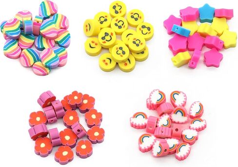 Creatology Characters Clay Bead Sample Pack – Assorted Emoji, Heart, Star & Rainbow PVC Clay Beads for Kids' Jewelry & Crafts, 12 Pack in Saudi Arabia