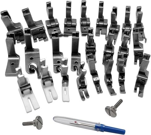 28 PCS Industrial Sewing Machine Presser feet Set Compatible with JUKI DDL-555 DDL-5550 DDL-5600 DDL-8300 Singer 188K 191D 195K 196K Brother B705 B70 7B715 B716 B735 in Kuwait