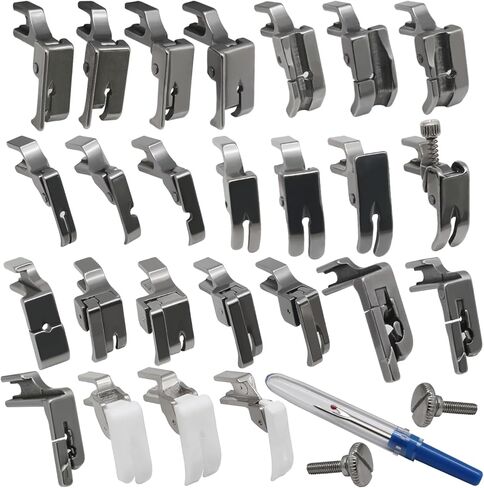 28 PCS Industrial Sewing Machine Presser feet Set Compatible with JUKI DDL-555 DDL-5550 DDL-5600 DDL-8300 Singer 188K 191D 195K 196K Brother B705 B70 7B715 B716 B735 in Kuwait