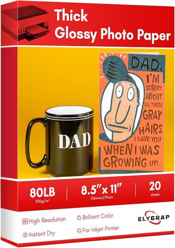 Thick Glossy Photo Paper, 300gsm Heavyweight Inkjet Printer Paper 8.5x11 inch - 100 Sheets for Brilliant Color & Clarity in Photos, Invitations, Postcards in Saudi Arabia
