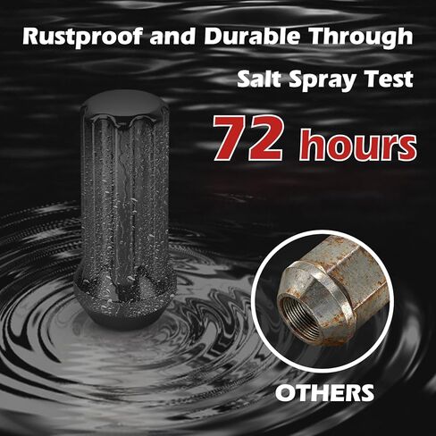 صواميل العروة M14x1.5، مقعد منتفخ مخروطي/مخروطي، نهاية مغلقة طويلة ممتدة XL مع مفتاح مقبس واحد، صواميل العروة لعجلات ما بعد البيع (24 قطعة، أسود) in Kuwait