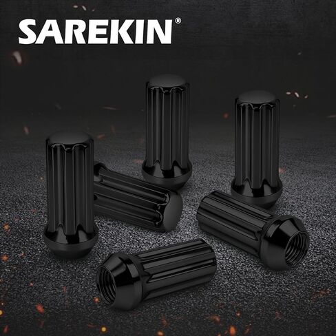 صواميل العروة M14x1.5، مقعد منتفخ مخروطي/مخروطي، نهاية مغلقة طويلة ممتدة XL مع مفتاح مقبس واحد، صواميل العروة لعجلات ما بعد البيع (24 قطعة، أسود) in Kuwait