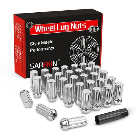 صواميل العروة M14x1.5، مقعد منتفخ مخروطي/مخروطي، نهاية مغلقة طويلة ممتدة XL مع مفتاح مقبس واحد، صواميل العروة لعجلات ما بعد البيع (24 قطعة، أسود) in Kuwait