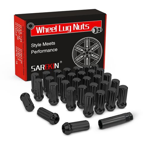 صواميل العروة M14x1.5، مقعد منتفخ مخروطي/مخروطي، نهاية مغلقة طويلة ممتدة XL مع مفتاح مقبس واحد، صواميل العروة لعجلات ما بعد البيع (24 قطعة، أسود) in Kuwait