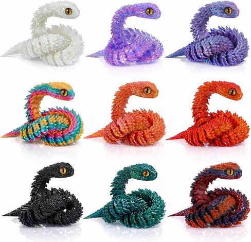 6Pcs 12in 3D Printed Snake Toys Flexible 3D Printed Animals for Home Desk Decor Christmas Fidget Toys Gifts in Kuwait