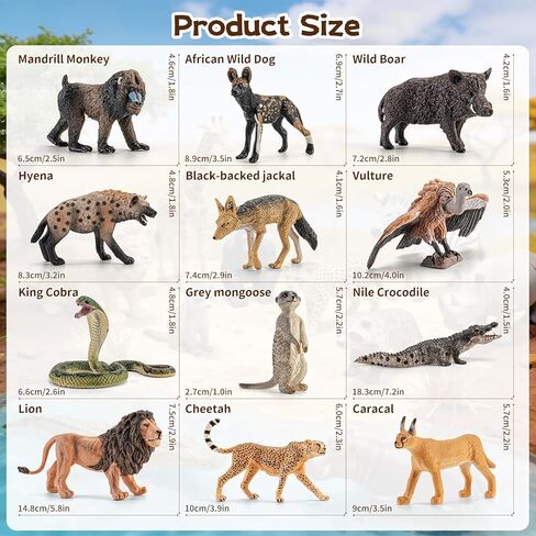 12PCS Large Safari African Wild Animal-Predator Toys for Kids 3 4 5+, Solid Plastic Zoo Animals Figurines for Boy Girl, Include Lion,Crocodile,Cheetah, Birthday Gifts Cake Topper Party Favor in Saudi Arabia