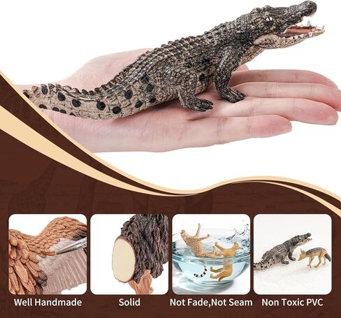 12PCS Large Safari African Wild Animal-Predator Toys for Kids 3 4 5+, Solid Plastic Zoo Animals Figurines for Boy Girl, Include Lion,Crocodile,Cheetah, Birthday Gifts Cake Topper Party Favor in Saudi Arabia