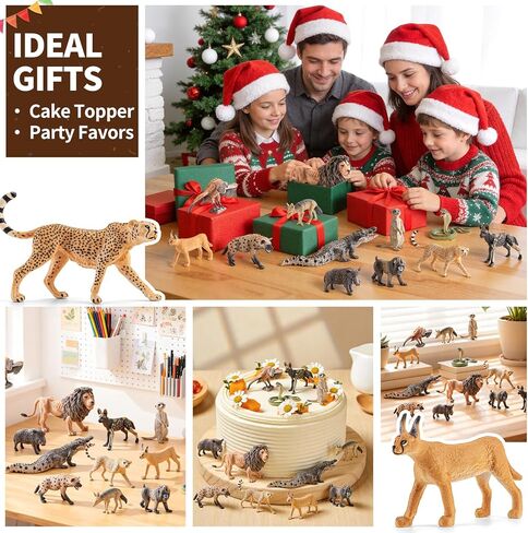12PCS Large Safari African Wild Animal-Predator Toys for Kids 3 4 5+, Solid Plastic Zoo Animals Figurines for Boy Girl, Include Lion,Crocodile,Cheetah, Birthday Gifts Cake Topper Party Favor in Saudi Arabia